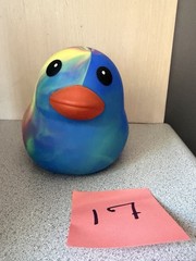Viral Jumbo 5″ XL Squishy Duck Rainbow Tie Dye Toymendous Swirl Blue Green 17