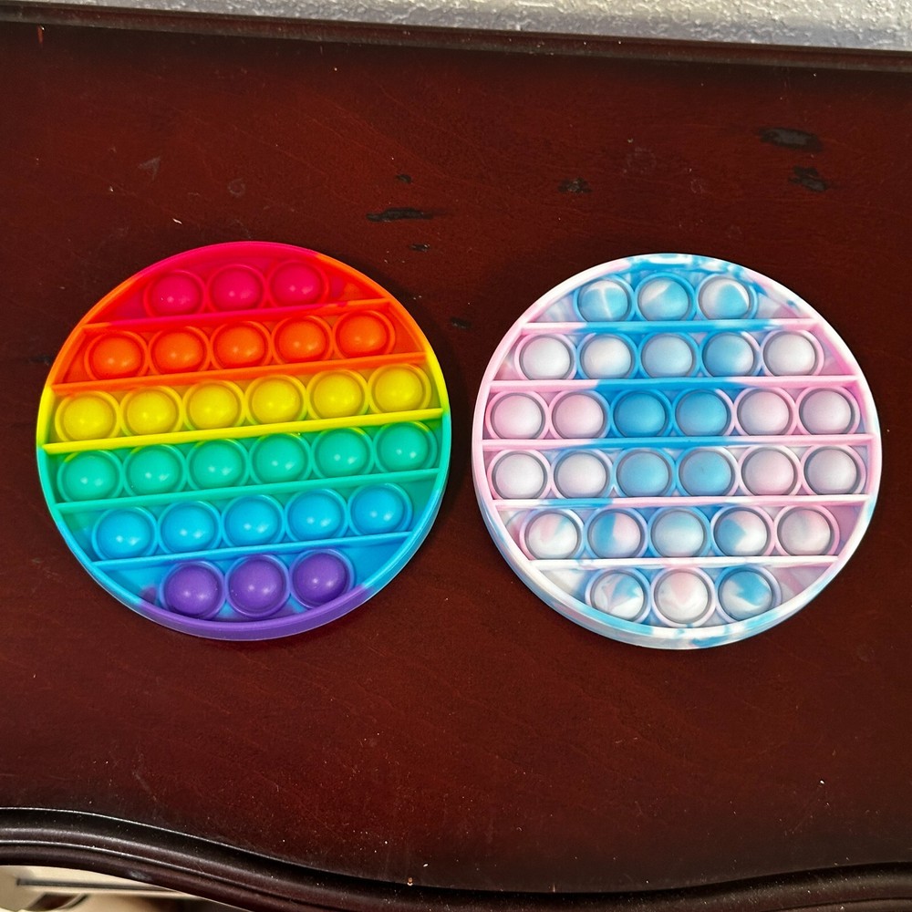 2x Circle Round Rainbow Push Pop Fidget Bubble Popper Stress It Reliever Autism