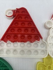Pop-it Sensory Fidget Bubble Christmas Lot Of 5 Silicone Santa Face, Hat, Tree
