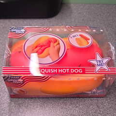 Sunny Days Squish Hot Dog 2-in-1 Tactile Squeeze Squishy Toy, Red/Orange Age 3+