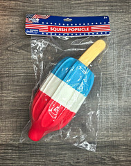 BRAND NEW Sunny Days Squish Popsicle Tactile Squeeze Toy – Red White Blue Beige