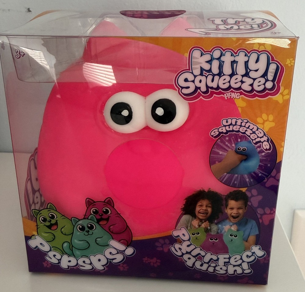 Viral Easy Squeezy Chunky Kitty Tubs Squeeze Squishy Toy Pink Tik Tok Cat