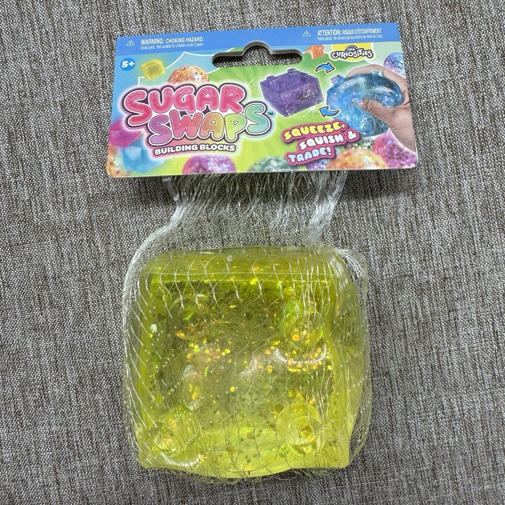 Sugar Swaps Building Blocks Yellow Glitter Squishy Sensory Fidget Toy ORB NEW