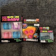 Authentic Schylling NeeDoh🔥Squeeza, Nice Ice Baby (4PK) & Nice Cube Squishy Lot
