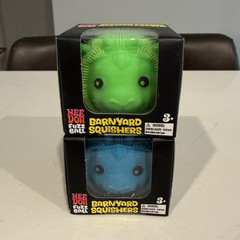 Schylling NeeDoh Fuzz Ball Barnyard Squishers Velvet Squeeze Green Blue Set of 2