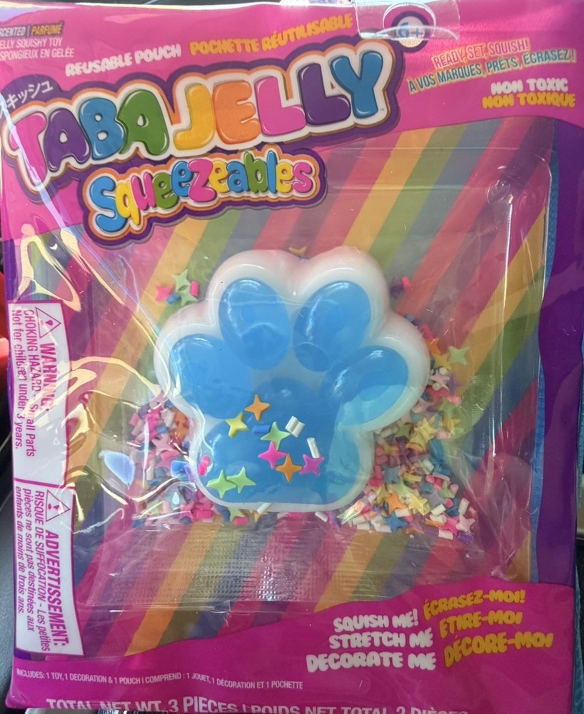 Taba Jelly Squishy Paw w/stars sprinkles Starry Paw Print reusable pouch