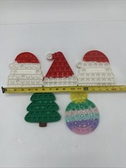 Pop-it Sensory Fidget Bubble Christmas Lot Of 5 Silicone Santa Face, Hat, Tree