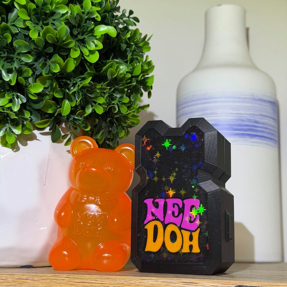 Custom Black Storage Case for NeeDoh Funky Pup Squishy Toy 3D Printed Holder Box