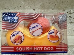 Sunny Days Squishy Hot Dog 2 in 1 Tactile Squeeze Toy Yellow/Pink/Red Ages 3+