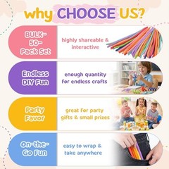 Fidget Toys Bulk for Kids: 50 Pack Bendable Fidget Sticks – Party Favors