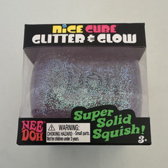 Nee Doh Nice Cube Glitter & Glow Super Solid Squish Purple Age 3+ 26056HY