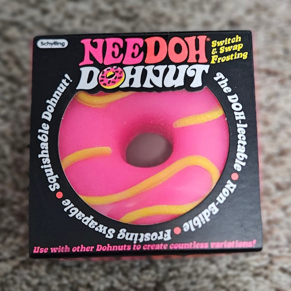 Schylling NeeDoh DohNut Switch & Swap Squishy Toy Pink/Yellow MPN 26061HY