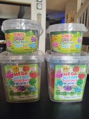 Mega VIRAL Squishy Mega Glitter Mochi Squishies Bucket & Dino Bucket• 13 Pieces