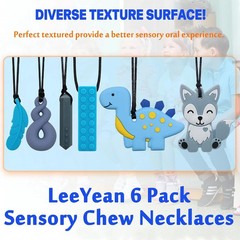 Chew Necklaces for Sensory Kids, Sensory Toys for Kids with Autism, ADHD, SPD, 6