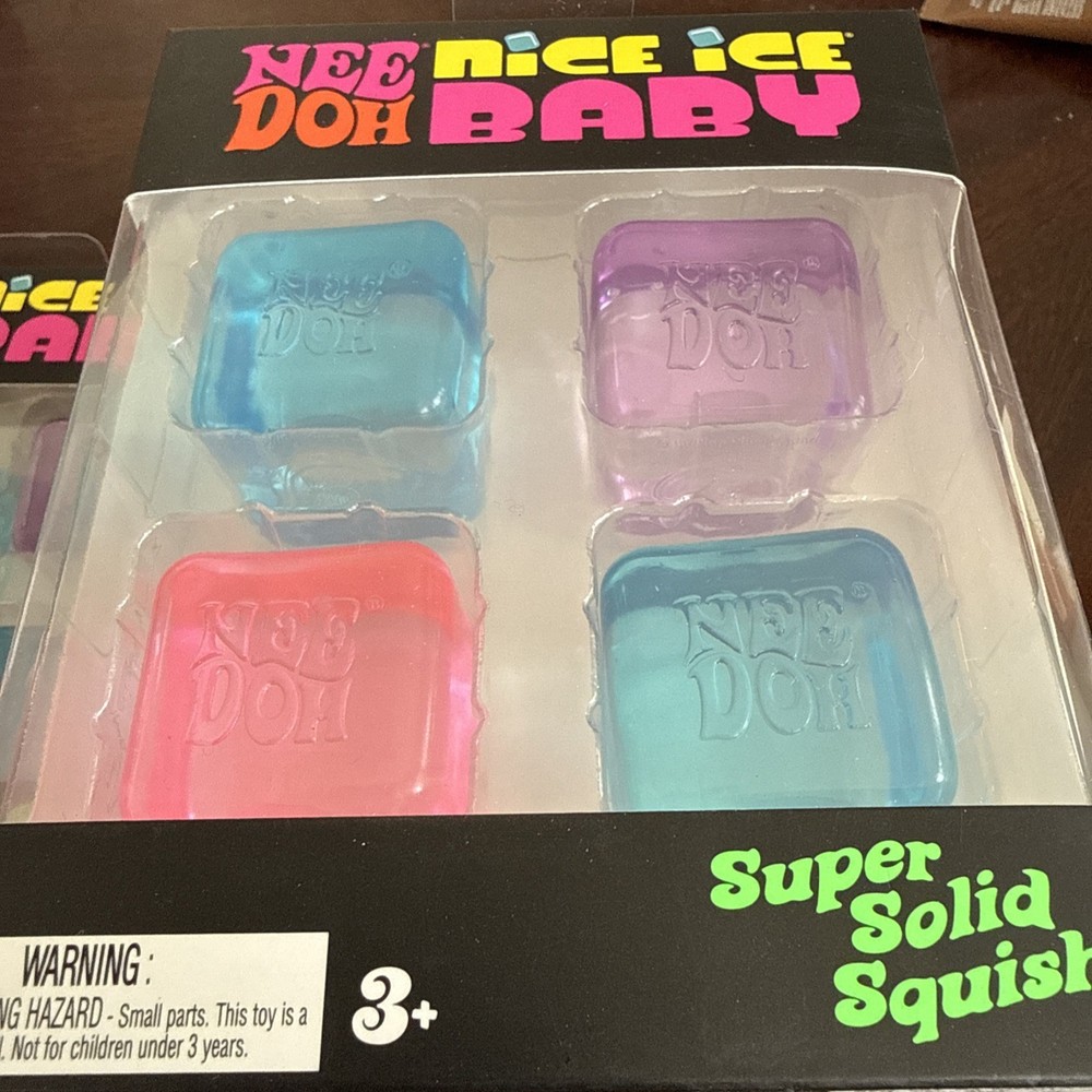 Nee Doh Nice Ice Baby Super Solid Squish Blue Pink Purple Squeeze Toy Set