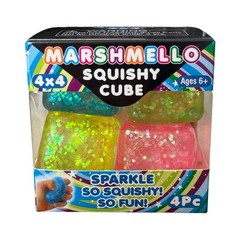 VIRAL Squishy ZORBITZ Marshmello Sparkle Glitter Squishy Cube 4 PACK