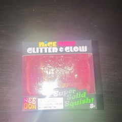 Nee Doh Nice Cube Glitter & Glow Super Solid Squish Squeeze Toy Red 26057HY