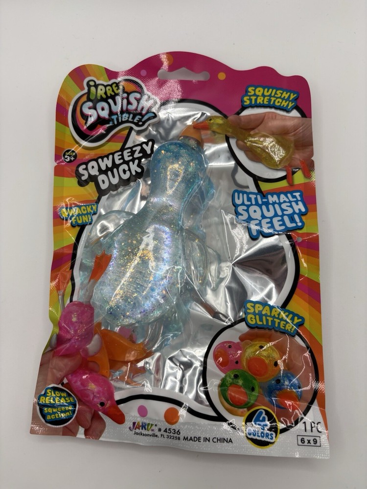New Squishy Sensory Toy Sugar Glitter Blue Duck JARU 6″ Firmer Squeeze