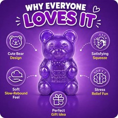NeeDoh Gummy Bear Purple Super Squishy Stress Relief Sensory Fidget Toy