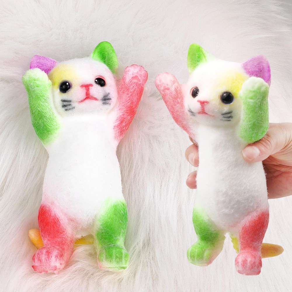 Big Hand Painted Cat Squishy Toy Large Ultra Soft Kitty Squeeze Fidget Stress Re