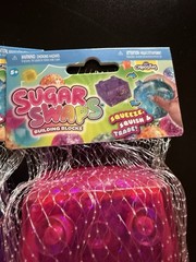 2 New Orb Sugar Swaps Pink & Purple Building Blocks Squishy Squeeze Glitter Toys