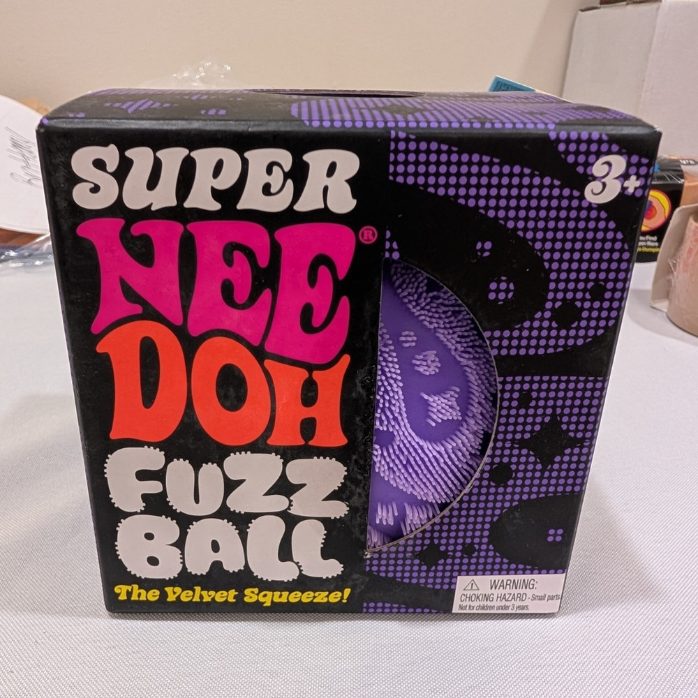Schylling Super NeeDoh Fuzz Ball Velvet Squeeze Toy, Purple, Ages 3+ 25240HY