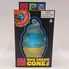 Nee Doh Nice Cream Cone Squishy Squeeze Toy, Blue/Yellow, Ages 3-4