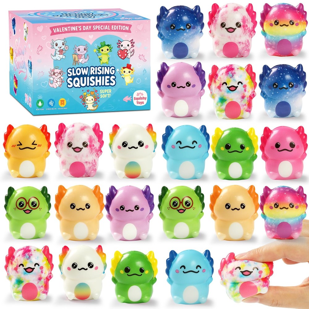 24pcs Axolotl Slow Squishy Toy,Axolotl Stress Relief Fidget Toy,Slow Small