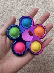 FIGROL Rainbow Multicolor Fidget Hand Spinner w/ Pop Bubbles Round Case