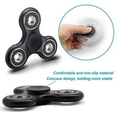 Black Pocket Gear Gyro EDC ADHD Autism Anxiety Tri 3D Fidget Spinner Focus Toy