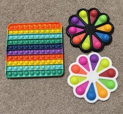 Rainbow Square 100 Button Pop It And 2 Simple Dimple Sensory Fidget Toy