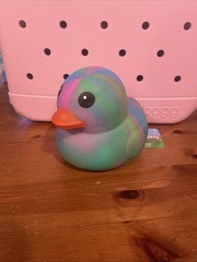 New Sunny Days Viral Jumbo Squeeezy Rainbow Tye Dye Duck Squish Toy Squeezy
