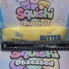 XL JUMBO SQUISHY BUTTER 14oz TOY *9 inches x 2.5 inches* BRAND NEW IN PACKAGING