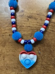 Fidget Jewelry Red White Blue Popper Necklace ADHD Kids Patriotic Jewelry