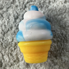 Ice Cream Cone Squishy Squeeze Toy Blue White Yellow Ages 4-7 8-11 17+
