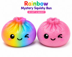Rainbow 2 PCS Mystery Squishy Bun Soft Kawaii Stress Relief Fidget Toy