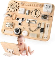 Potatomato Montessori Large Busy Board for 1 2 3 4 Year Old- Wooden Sensory…