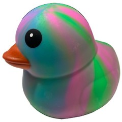 Squeeezy Rubber Duck Squeeze Toy Tie Dye Rainbow Swirl Sensory Stress Relief #2