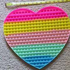 Jumbo 15″ X 13″ X .5″ Heart Rainbow Stripes Pop It Silicone Sensory Fidget Toy