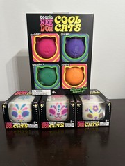 🔥💯 Rare Schylling NeeDoh 3 Sugar Skull Cats (Glow) & Teenie Cool Cats Set 4pk
