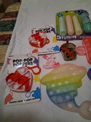Sensory Fidget Toy Lot: Rainbow Pop-It, Pop Pop Poppers, Stitch