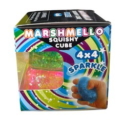 VIRAL Squishy ZORBITZ Marshmello Sparkle Glitter Squishy Cube 4 PACK