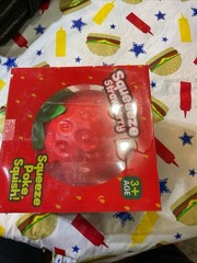 Strawberry Tactile Squeeze Squish Poke Toy in Box Red Ages 4-11