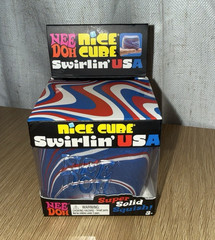 NeeDoh Nice Cube Swirlin’ USA Super Solid Squish Squeeze, Red White Blue