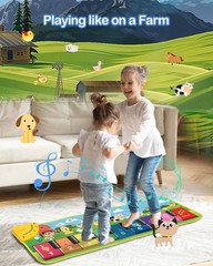 FOKI Floor Piano Mat for Toddlers, 39.3 x 14.1 inch (Portable), Light Blue