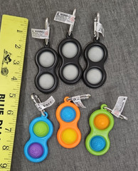 6 Fat Brain Toys Simpl Dimpl , Popping Fidget Keychain Clear Blue Green Orange