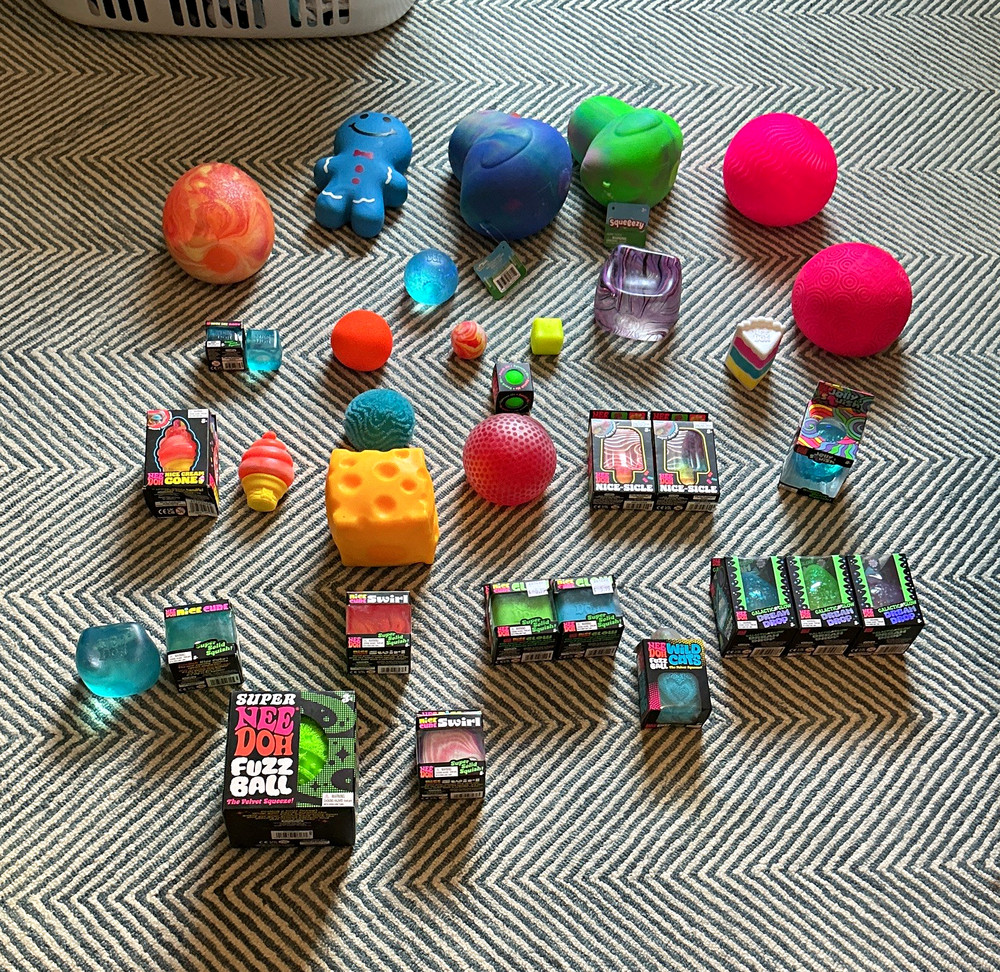 NeeDoh Sensory Fidget Stress Squeeze Toy Mixed Lot, Assorted Balls & Cubes