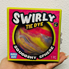 Swirly Tie Dye Squishy Sphere Tactile Squeeze Toy, Multicolor