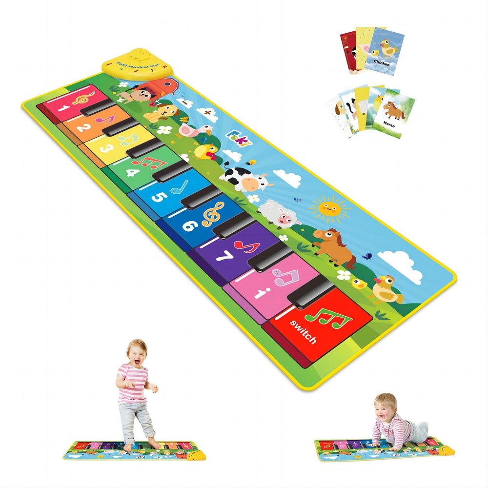 FOKI Floor Piano Mat for Toddlers, 39.3 x 14.1 inch (Portable), Light Blue