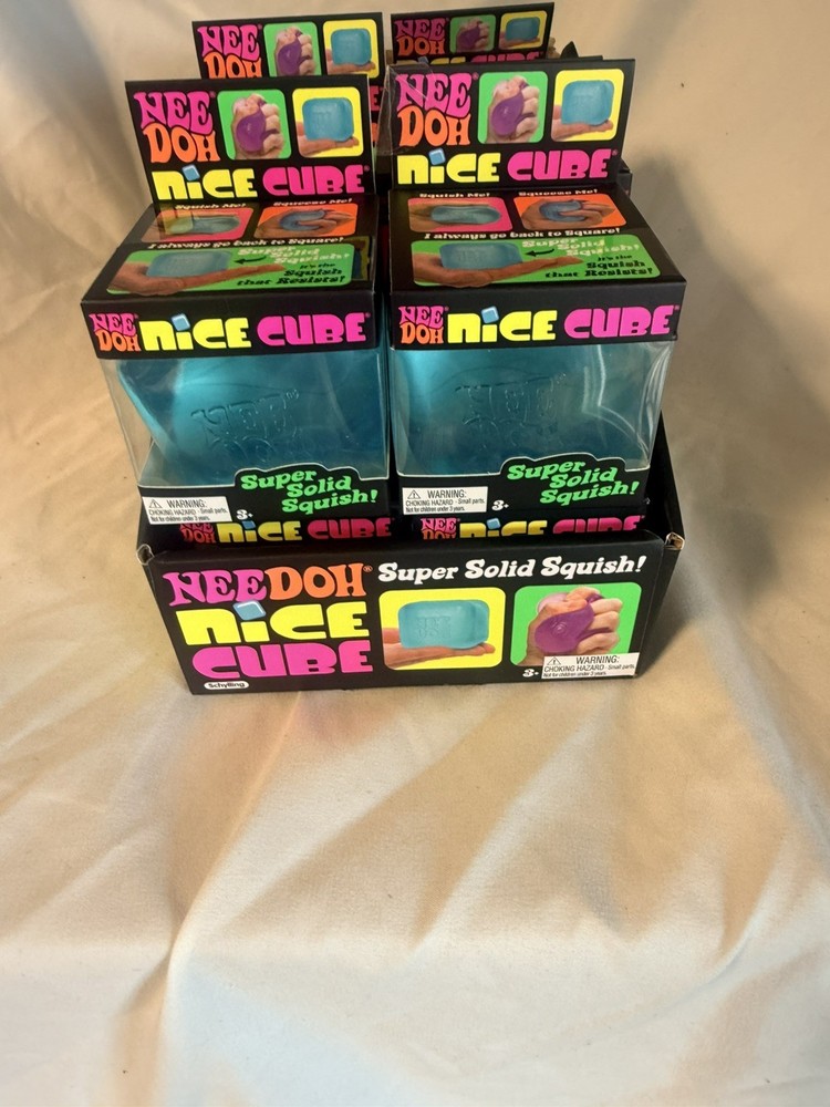 Lot Of (12) Authentic Schylling,NeeDoh Nice Cube W/Display All 3 Colors.